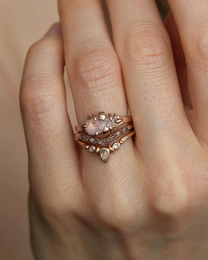 Raw Morganite Crystal Ring