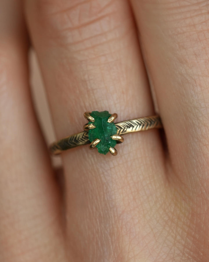 Raw Emerald Crystal Ring