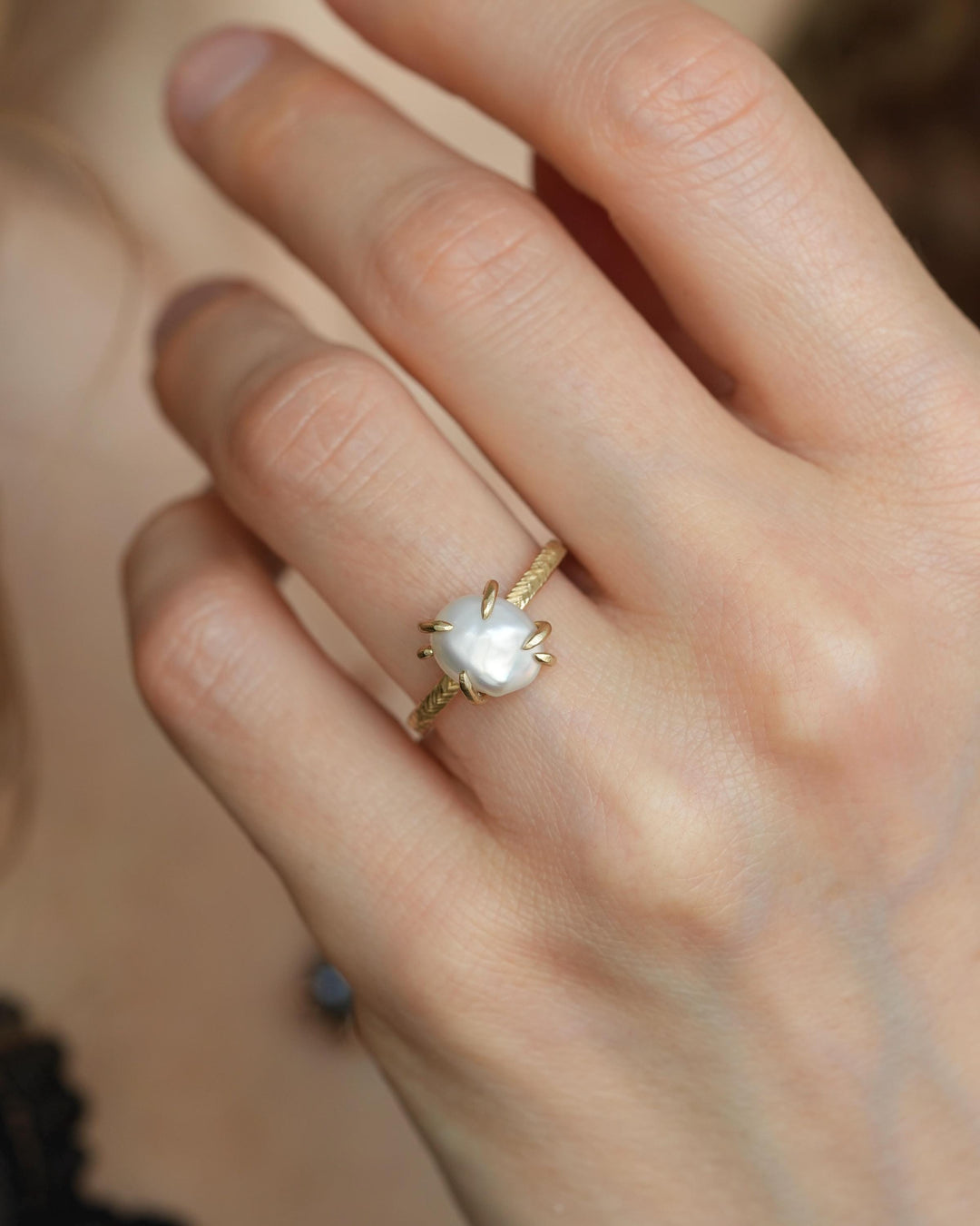Baroque White Freshwater Pearl Ring