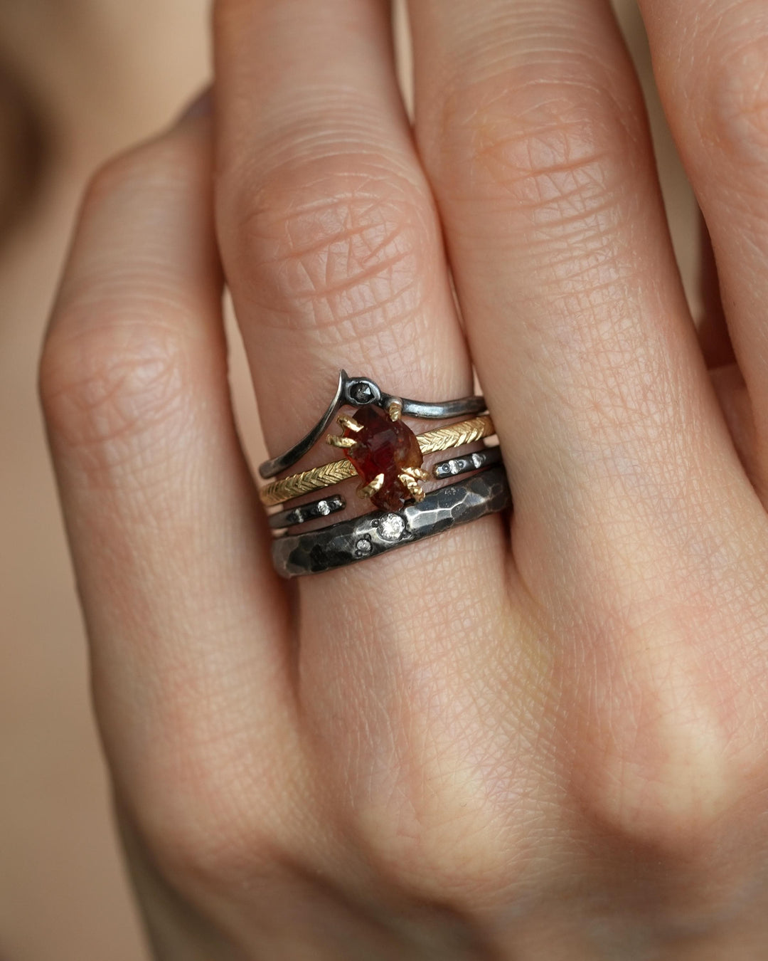 Raw Citrine Crystal Ring