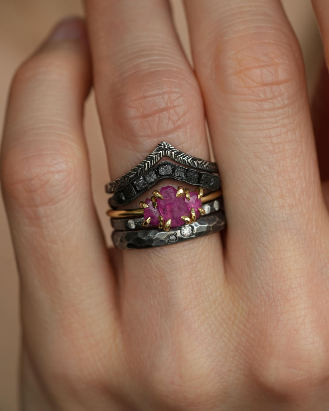 Natural Ruby Crystal Engagement Ring
