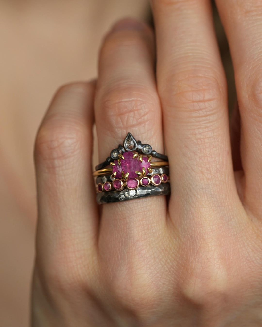 Natural Ruby Crystal Engagement Ring