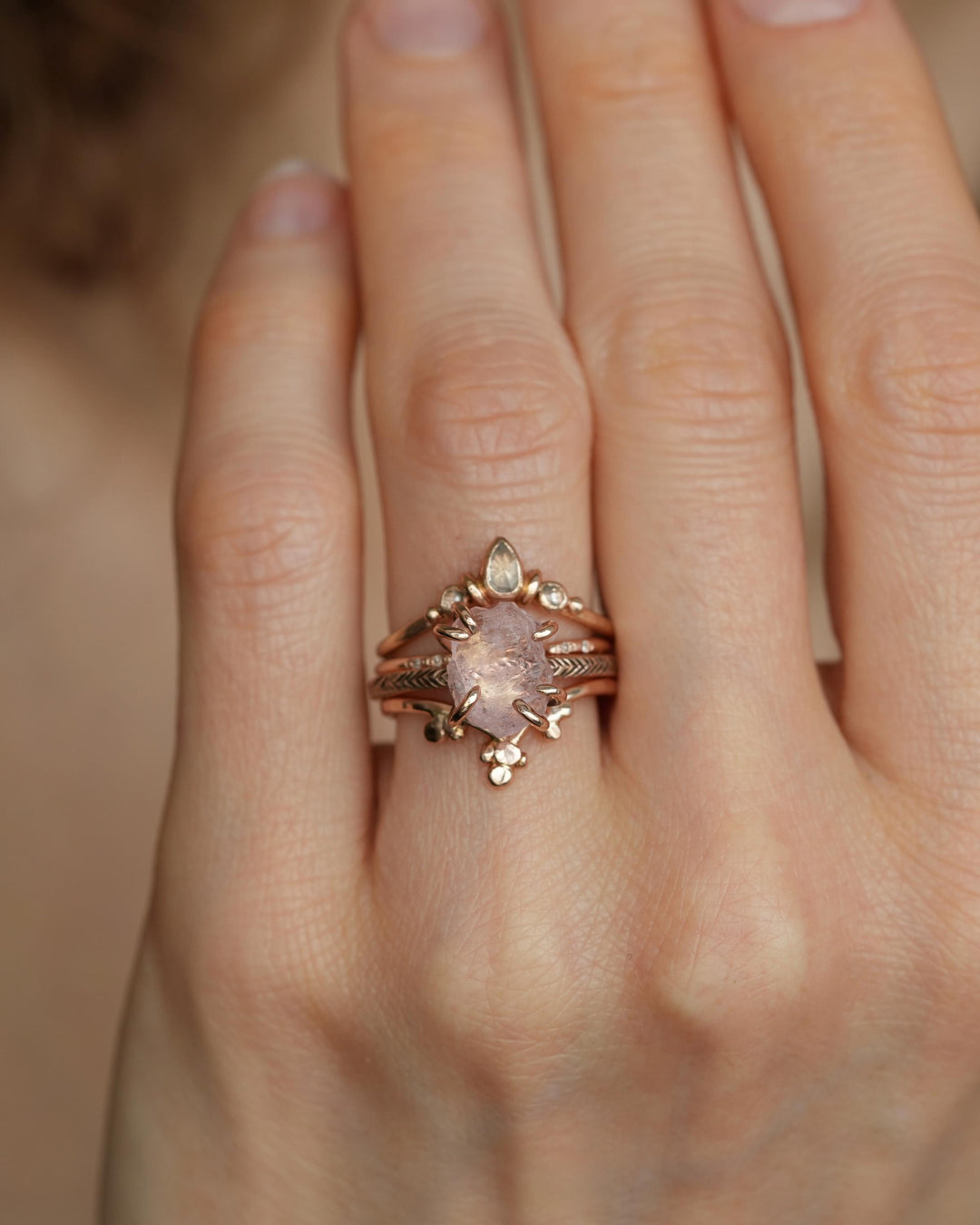 Raw Morganite Statement Ring