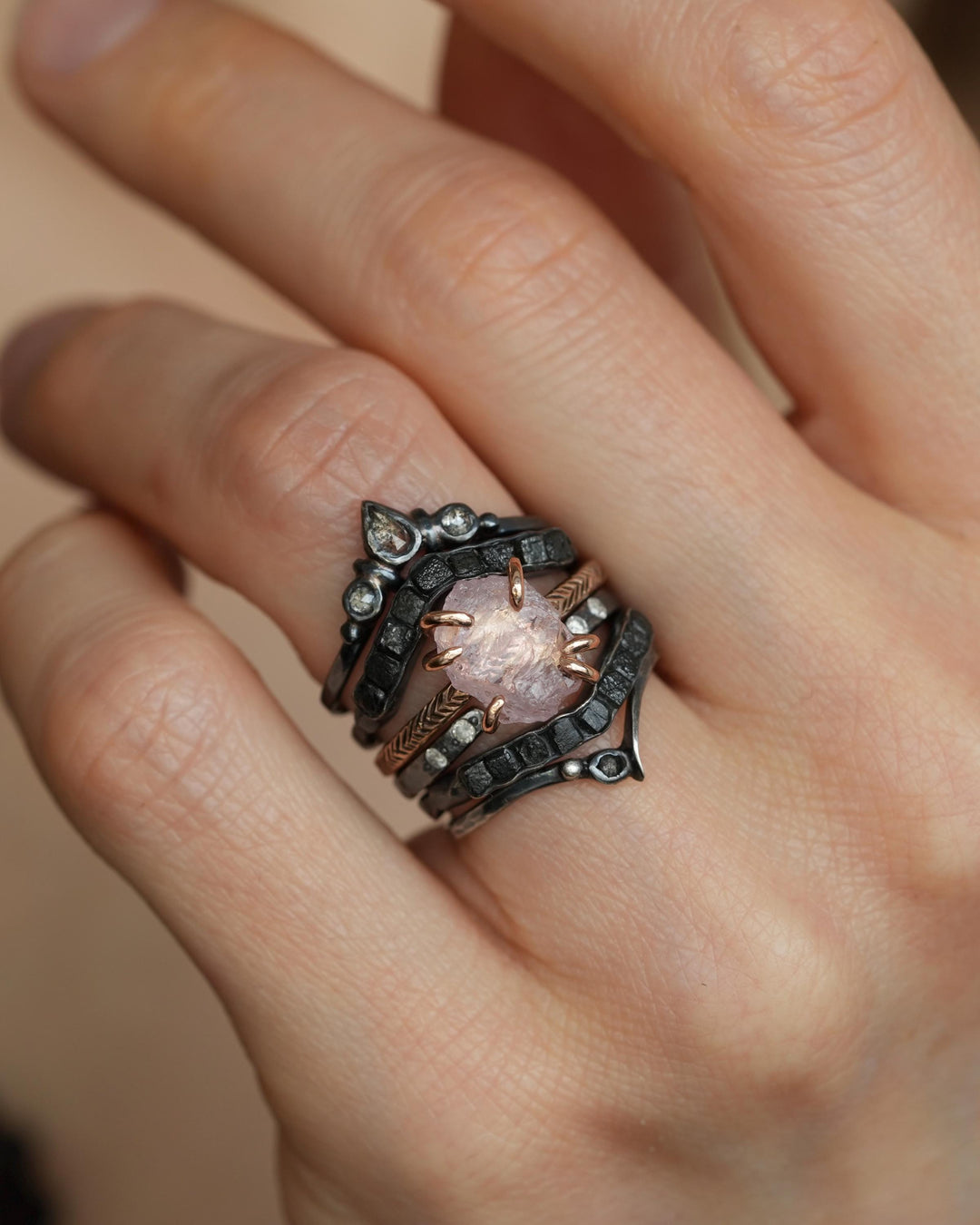 Raw Morganite Statement Ring