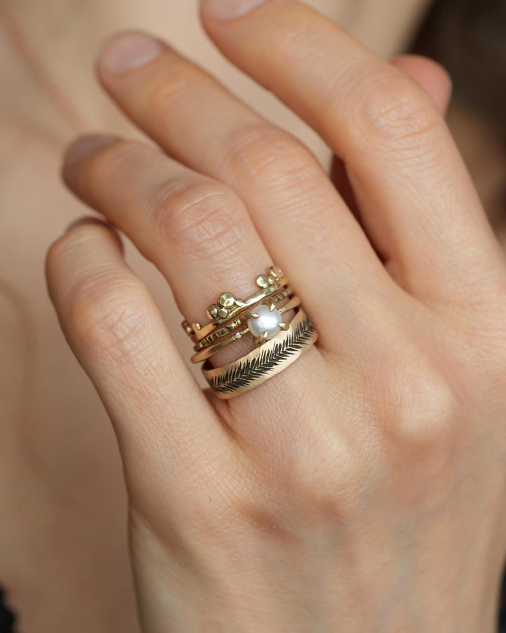 Delicate Matte Gold Pearl Ring