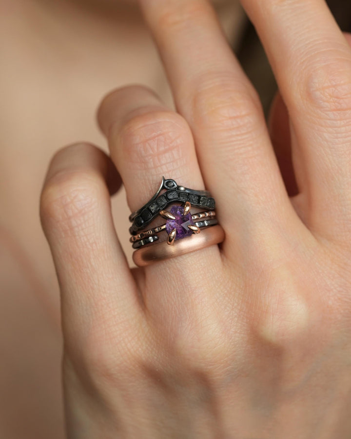 Raw Amethyst Crystal Engagement Ring