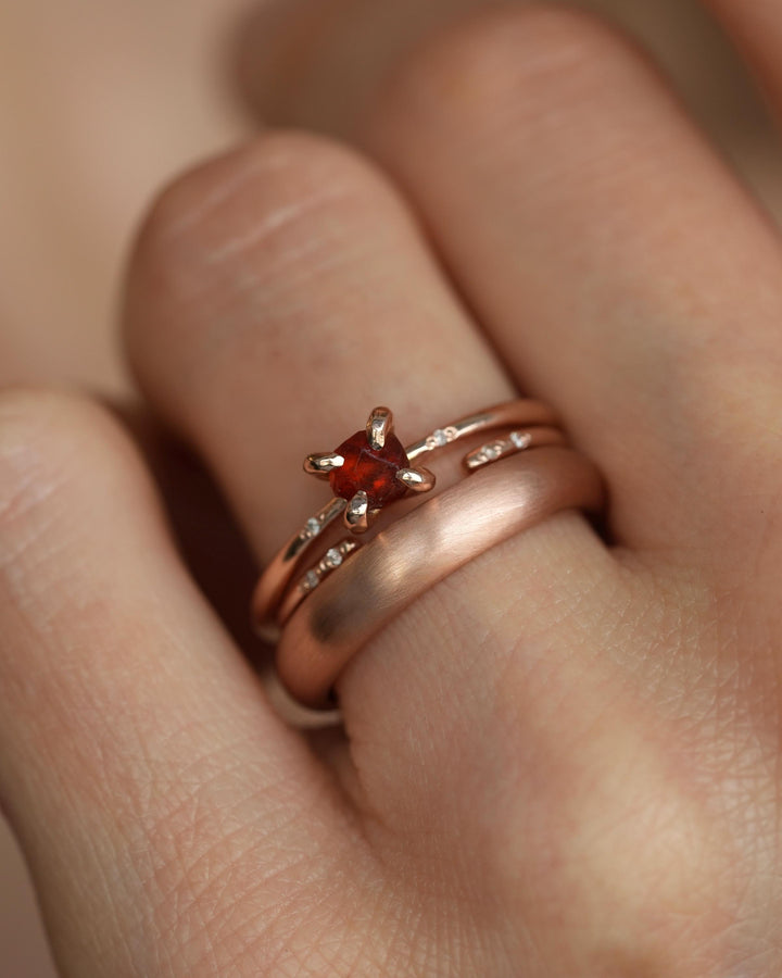 Tiny Raw Orange Garnet Ring