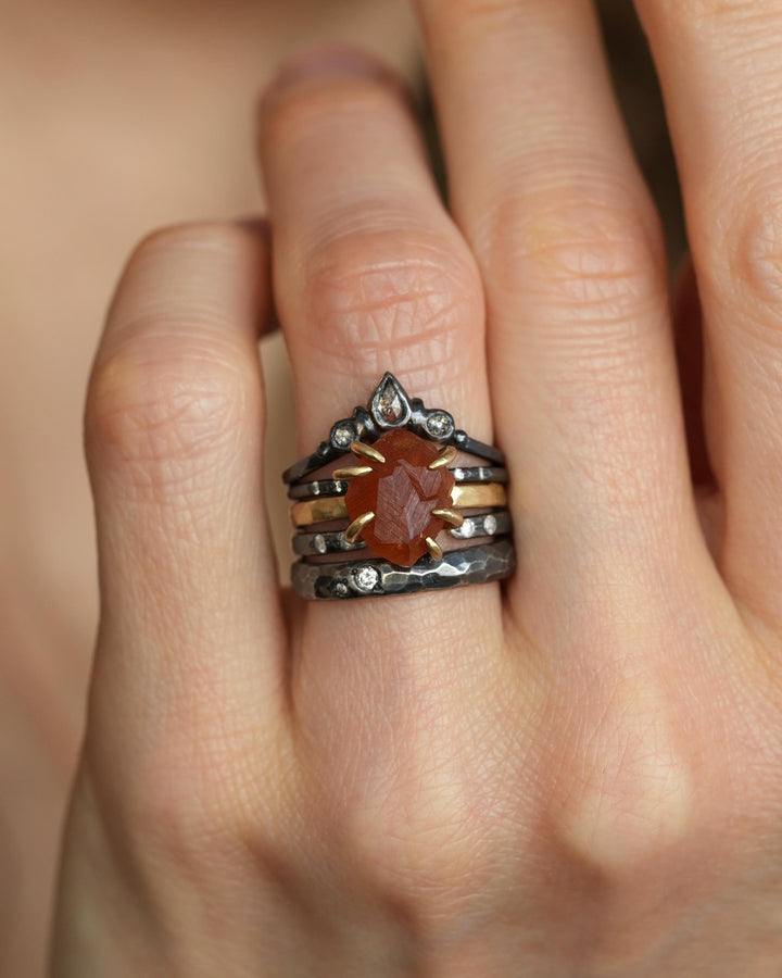 Orange Nature Faceted Garnet Ring