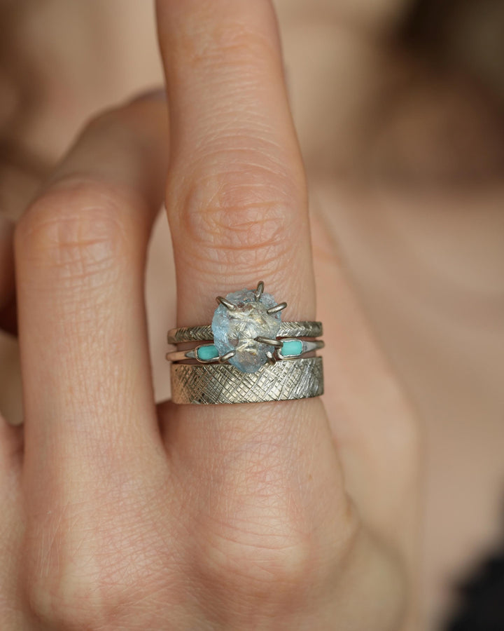 Raw Aquamarine Crystal Gold Ring