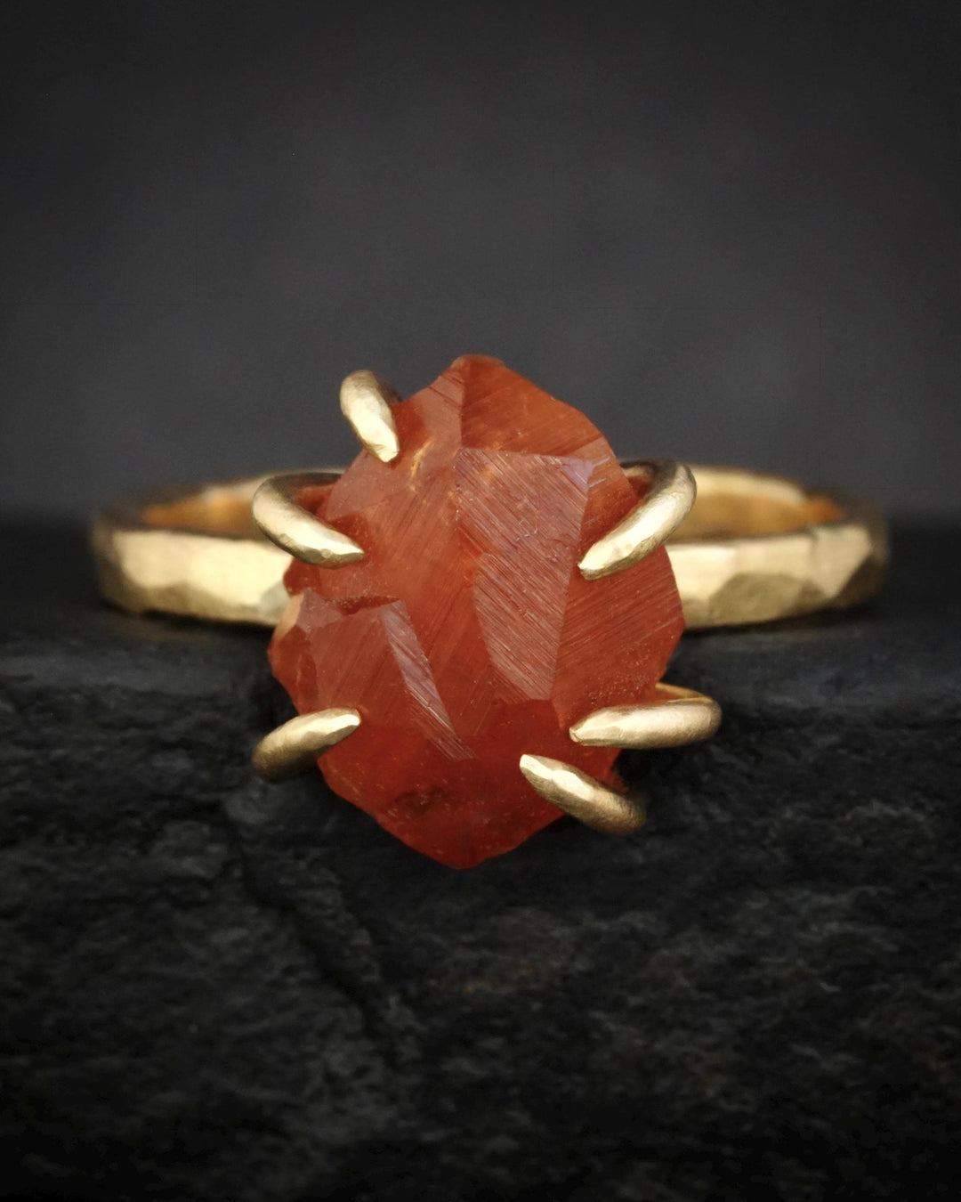 Orange Nature Faceted Garnet Ring