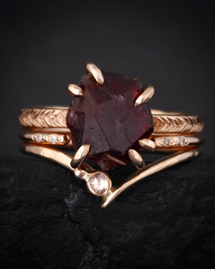 Raw Almandine Garnet Statement Ring