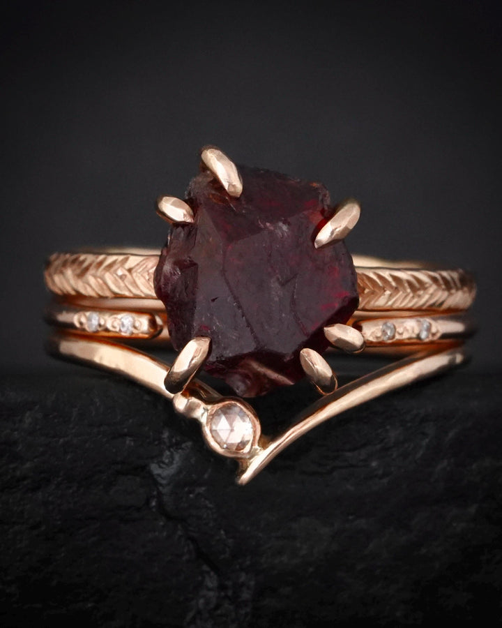 Raw Almandine Garnet Statement Ring