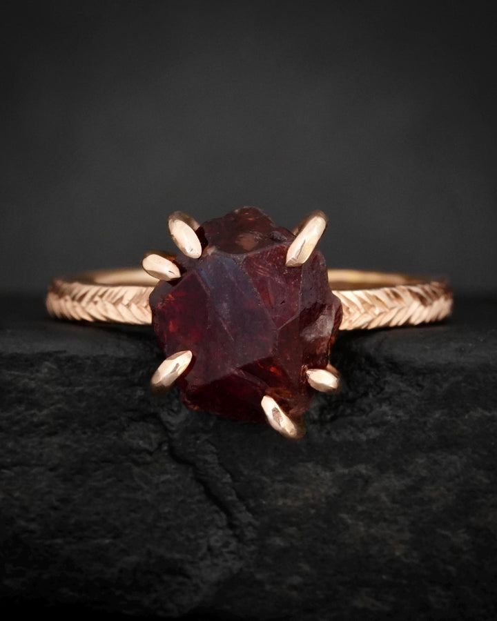 Raw Almandine Garnet Statement Ring