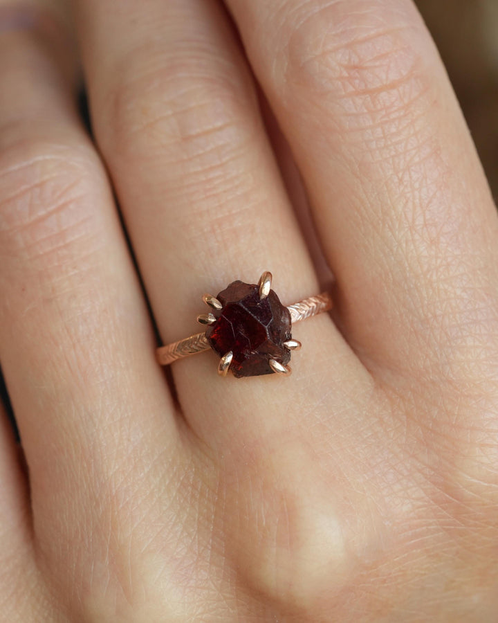 Raw Almandine Garnet Statement Ring