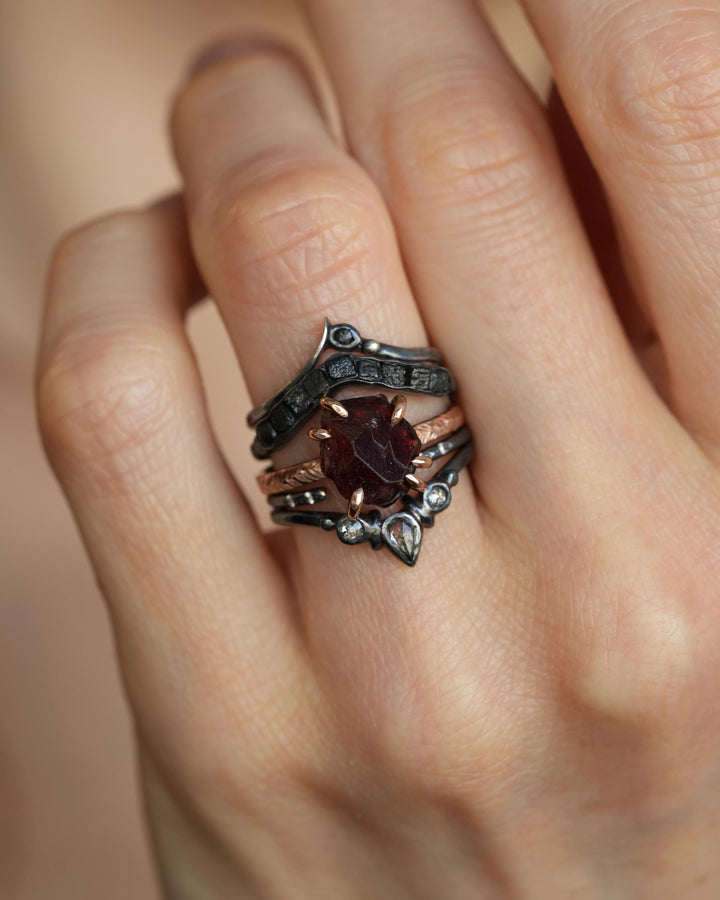 Raw Almandine Garnet Statement Ring