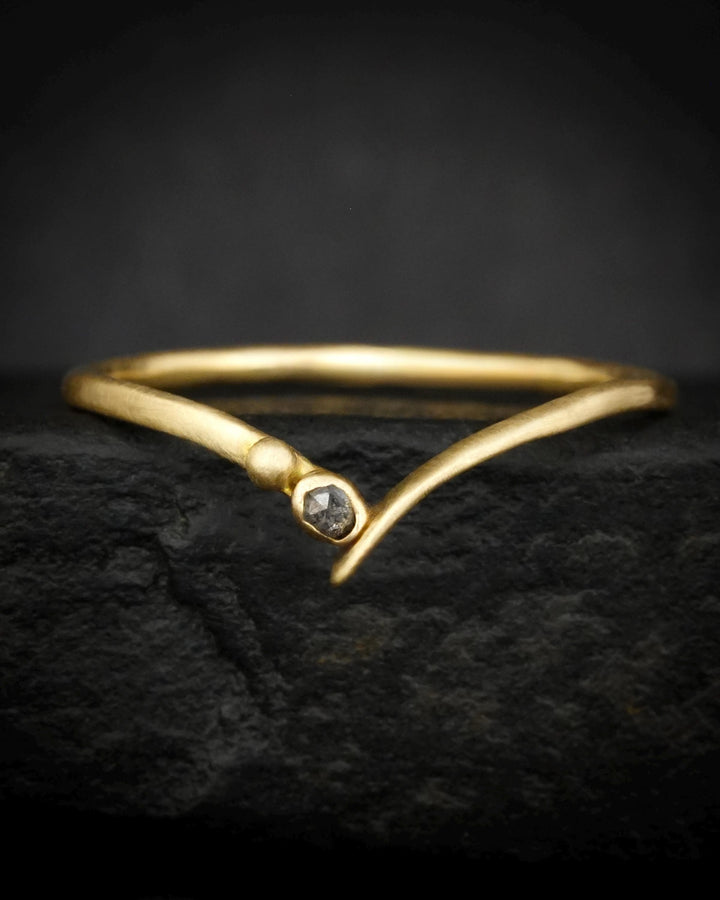 Salt and Pepper Diamond Wave Ring
