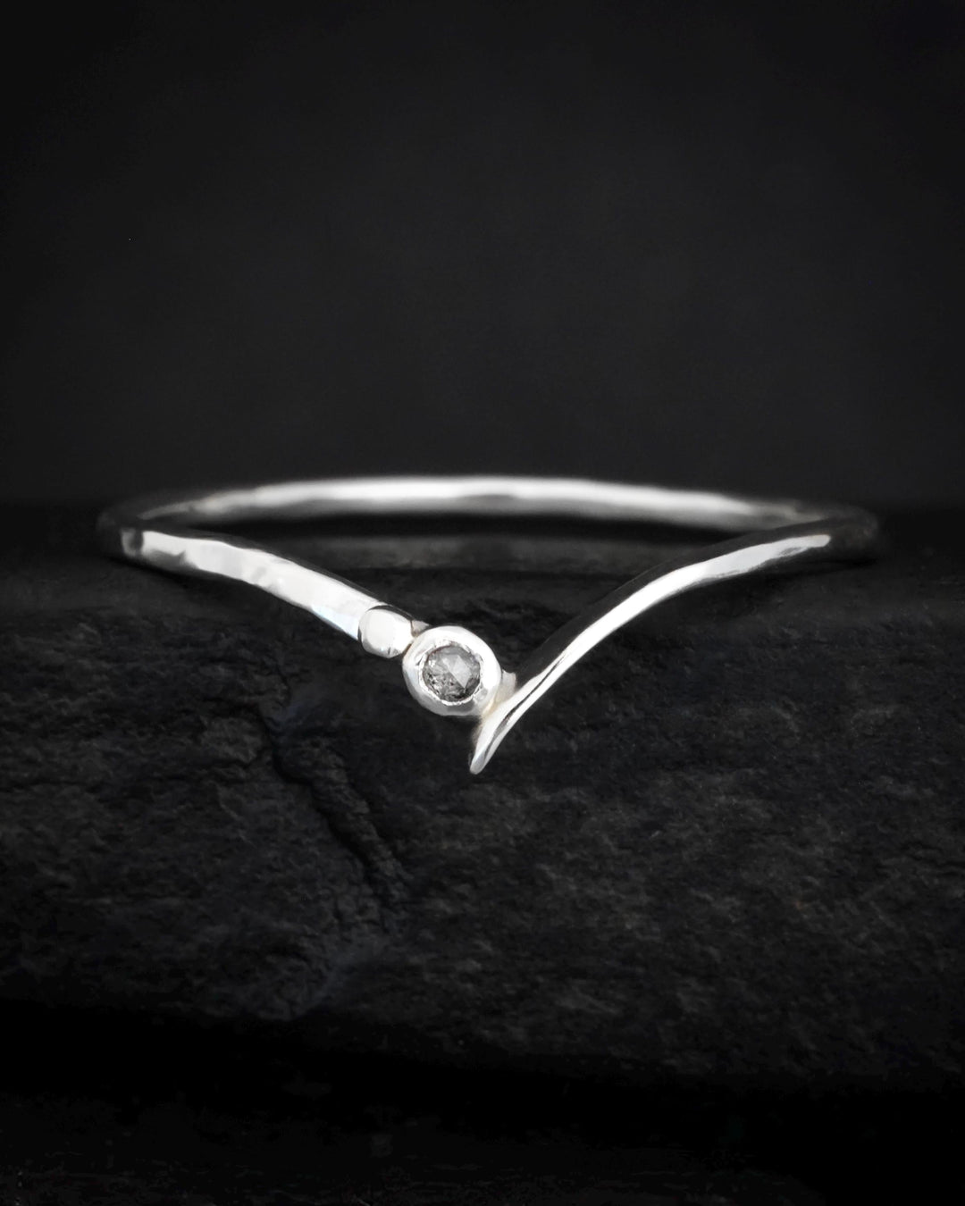 Salt and Pepper Diamond Wave Ring