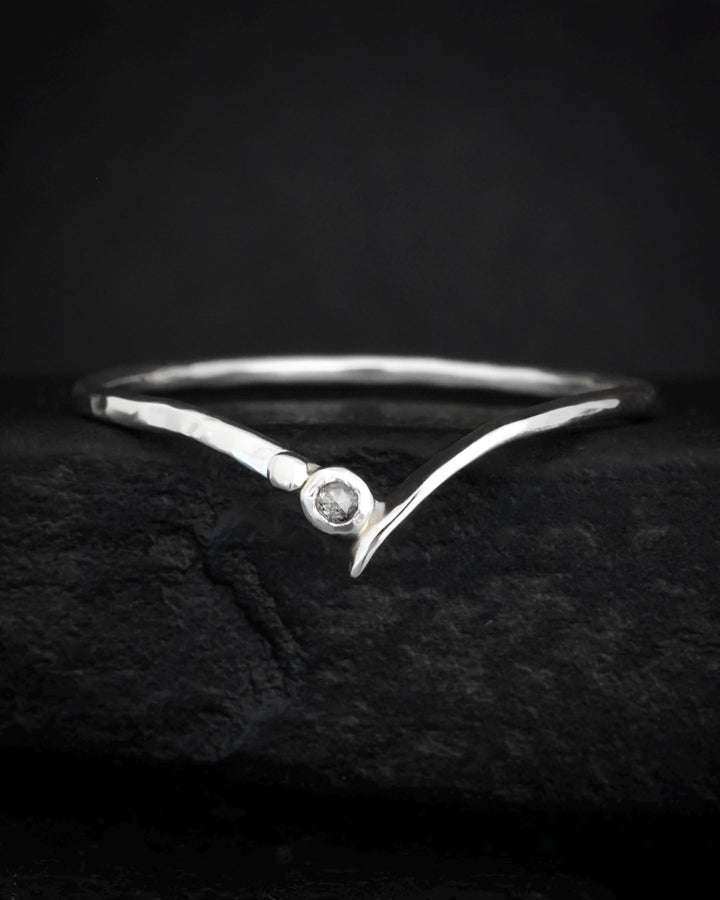 Salt and Pepper Diamond Wave Ring