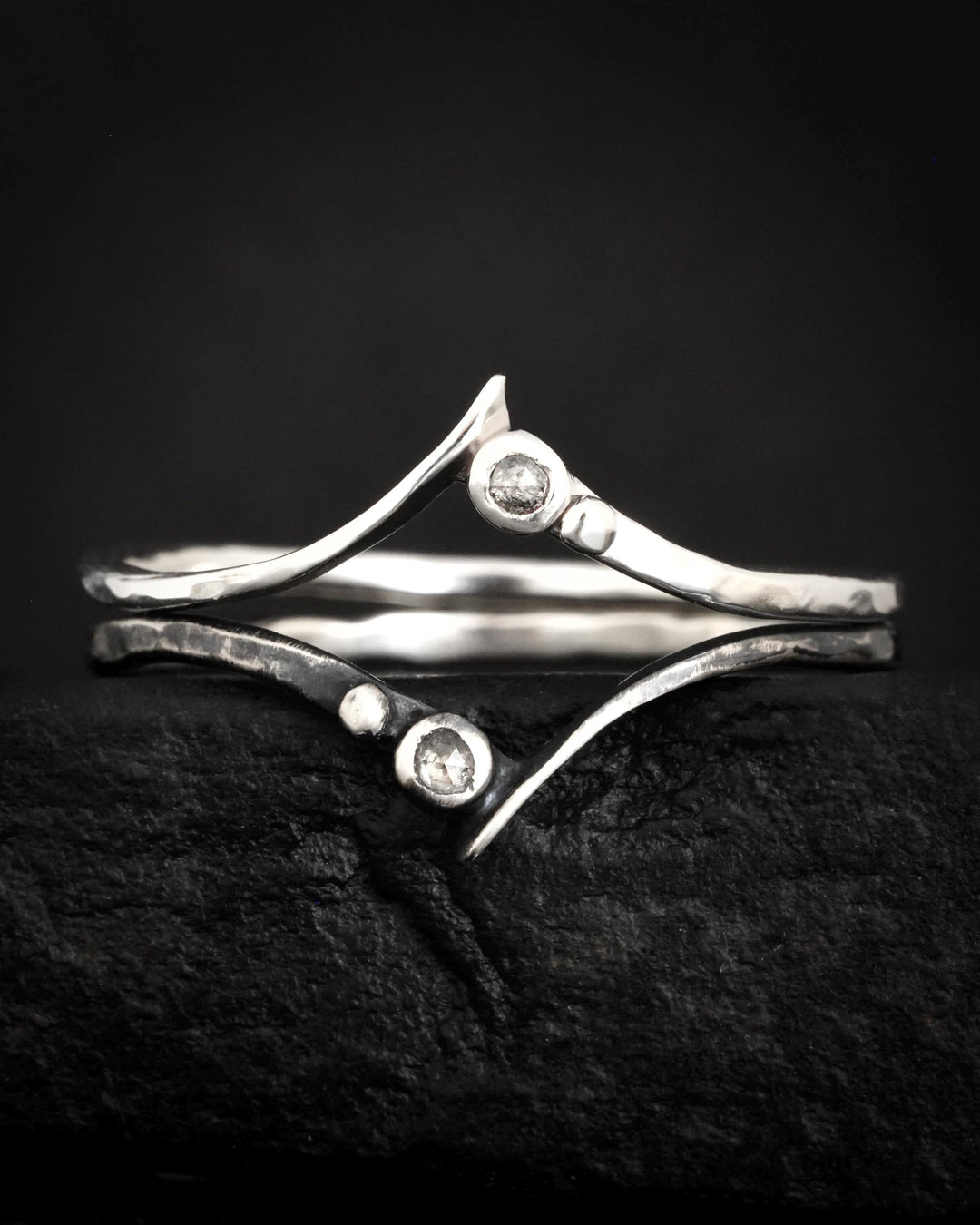 Salt and Pepper Diamond Wave Ring