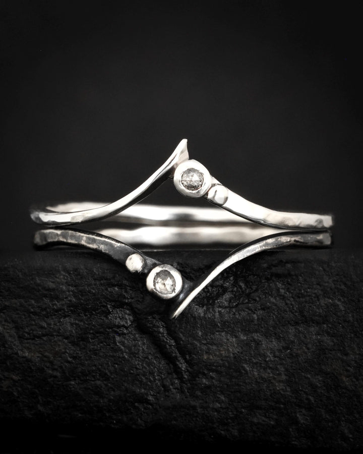 Salt and Pepper Diamond Wave Ring