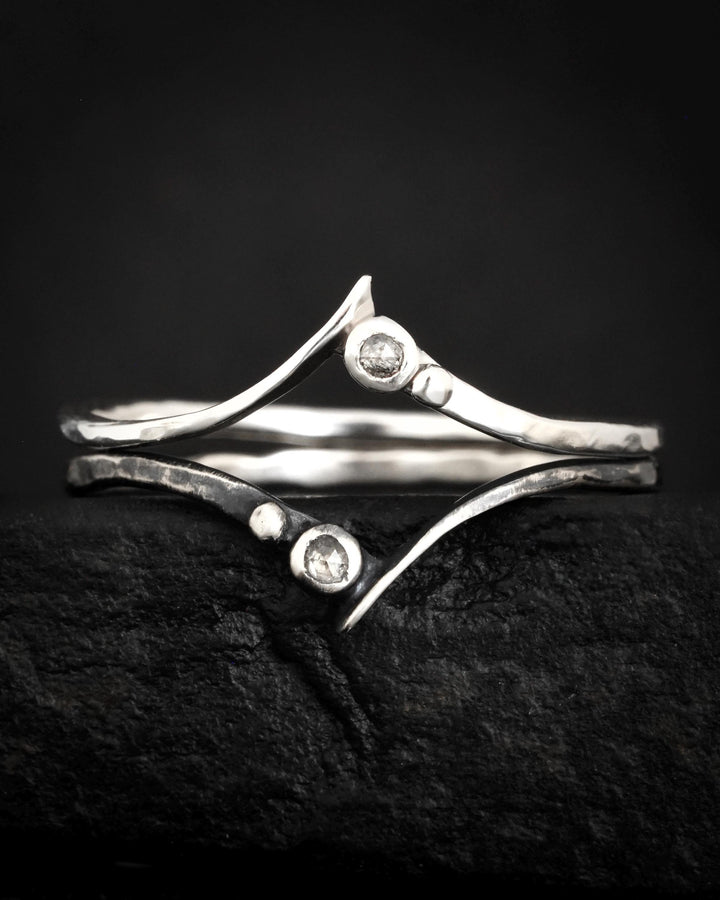 Salt and Pepper Diamond Wave Ring