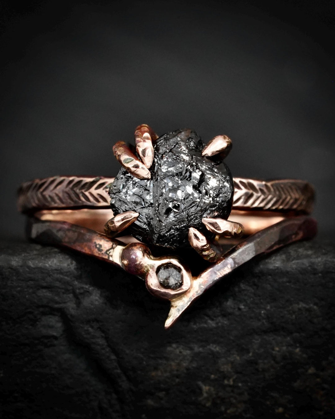 Salt and Pepper Diamond Wave Ring