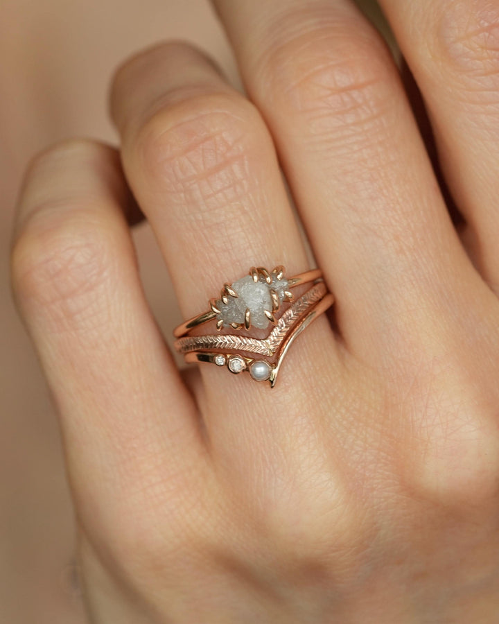 Asymmetrical Dainty Pearl Wave Ring