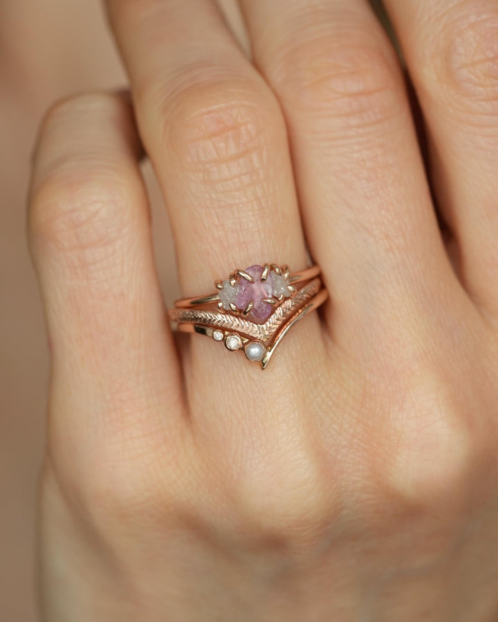 Asymmetrical Dainty Pearl Wave Ring