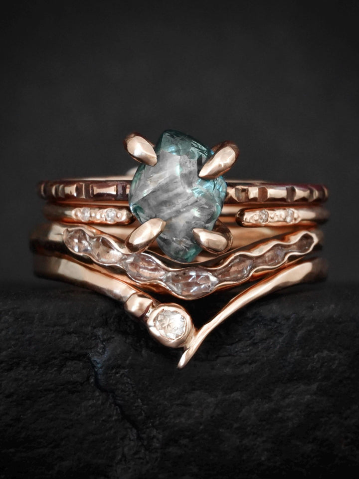 Clear Round Diamond Chevron Ring