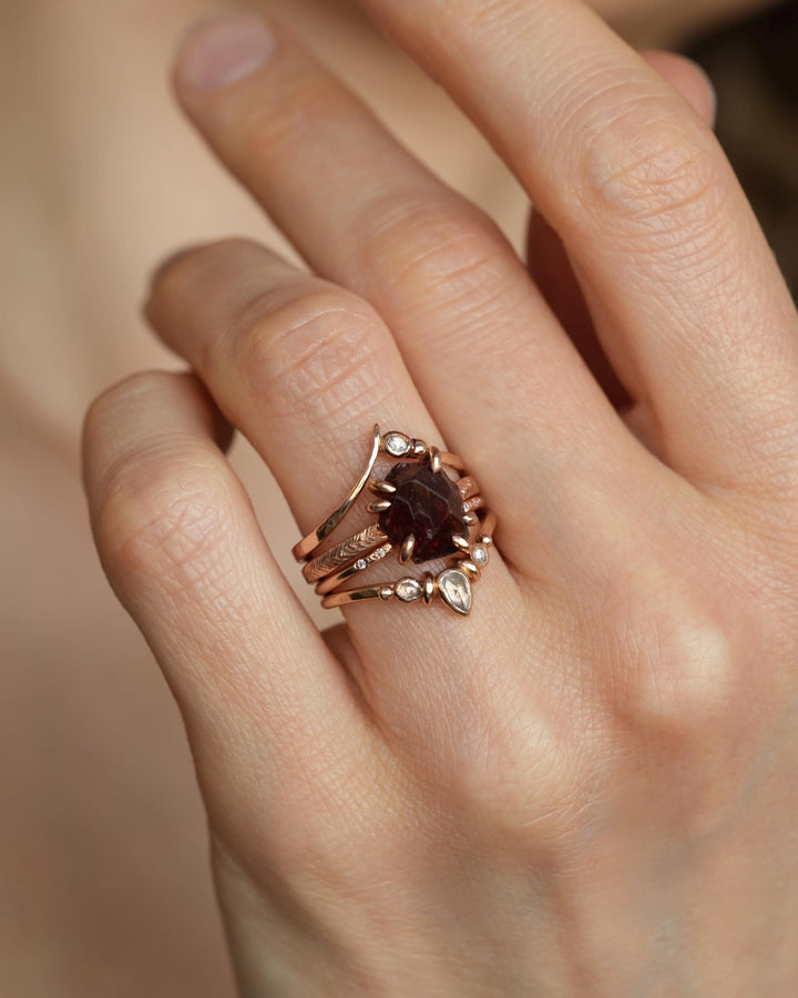 Clear Round Diamond Chevron Ring
