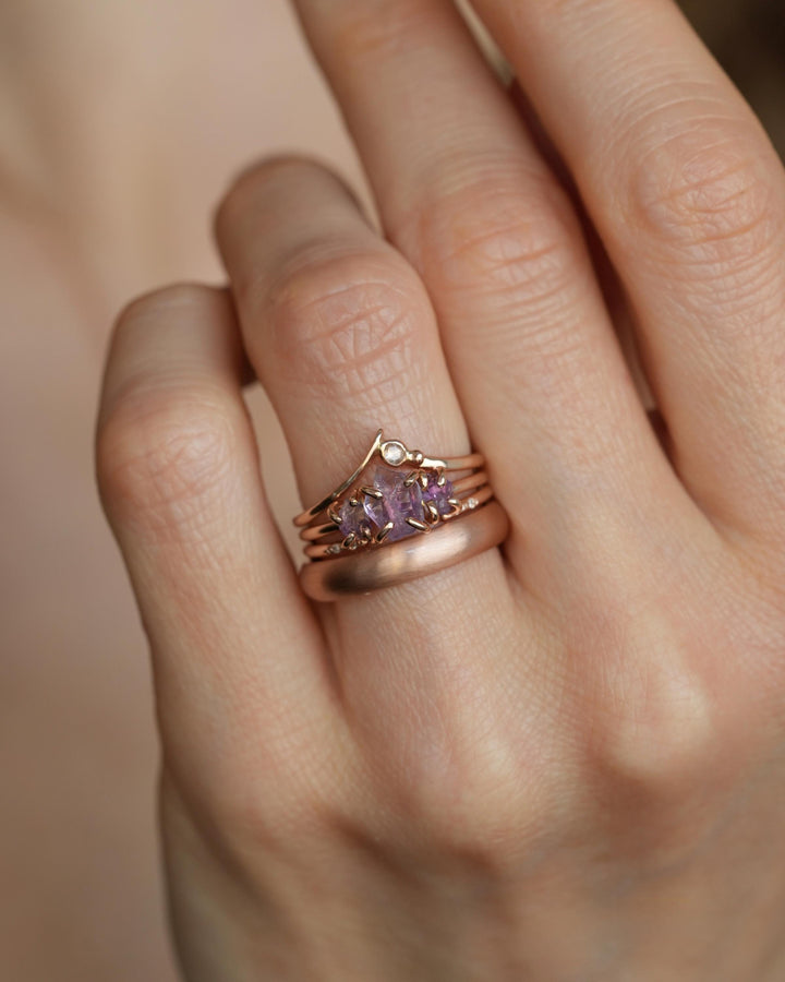 Clear Round Diamond Chevron Ring