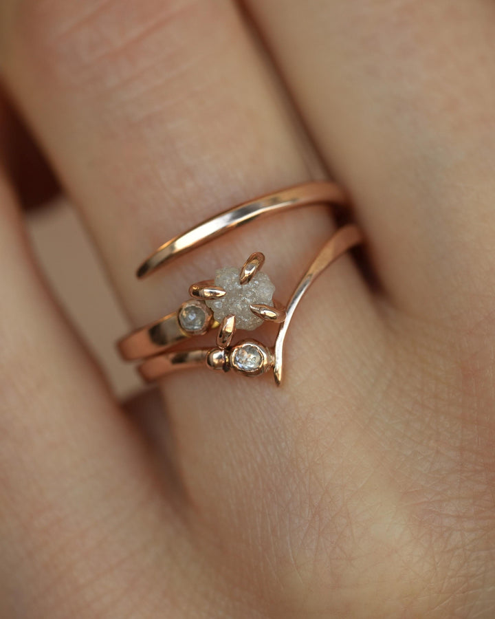 Clear Round Diamond Chevron Ring