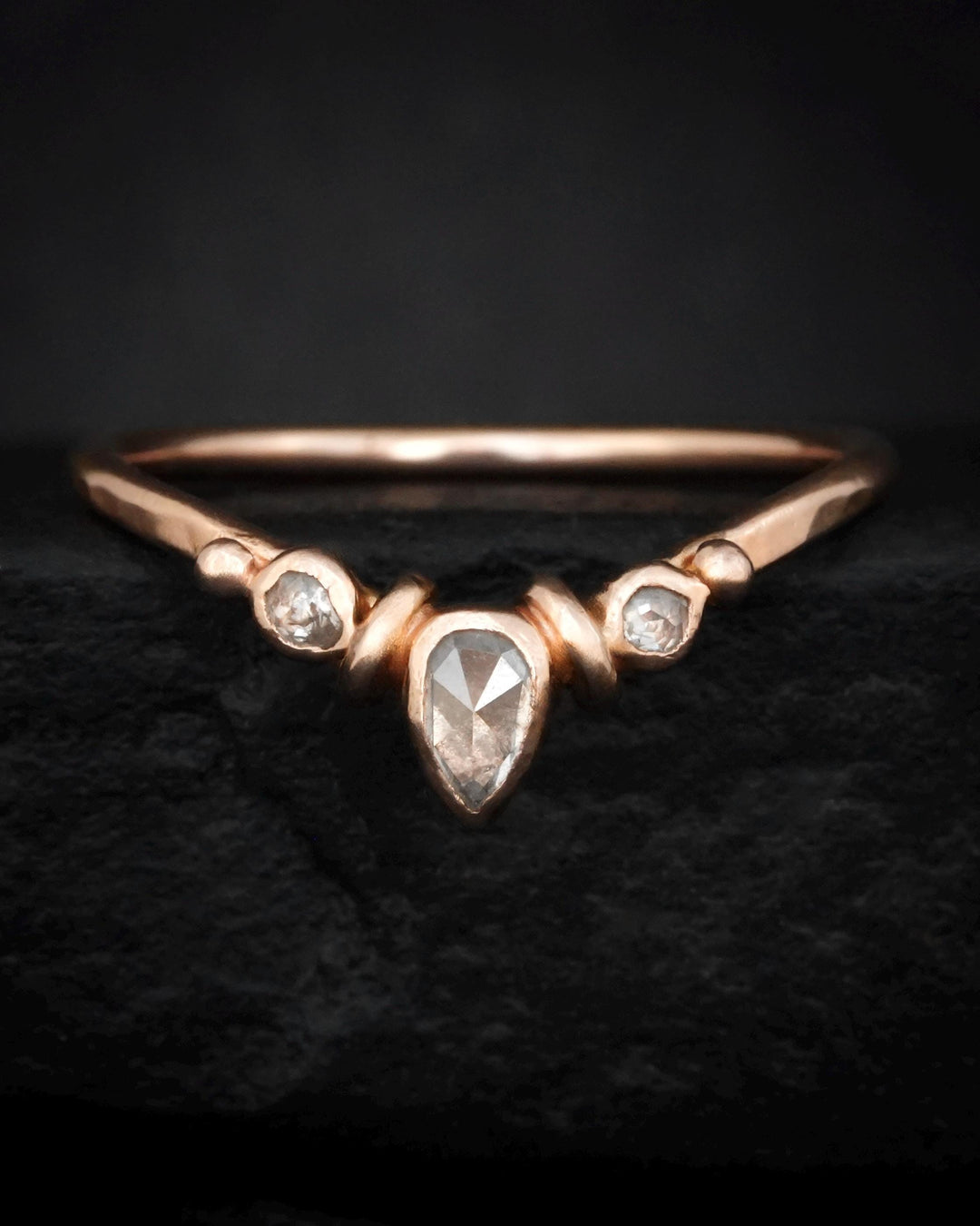 Pear Diamond Wave Wedding Band