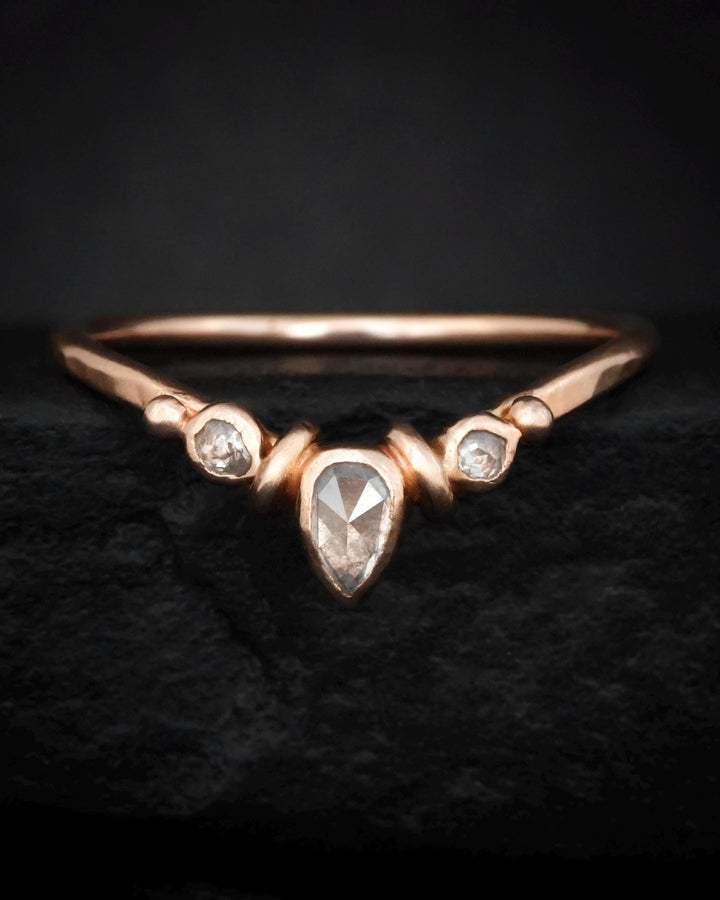 Pear Diamond Wave Wedding Band
