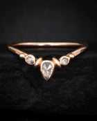 Pear Diamond Wave Wedding Band