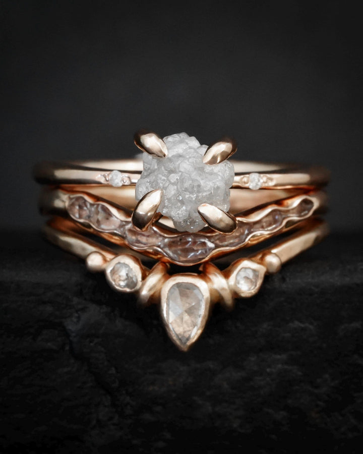 Pear Diamond Wave Wedding Band