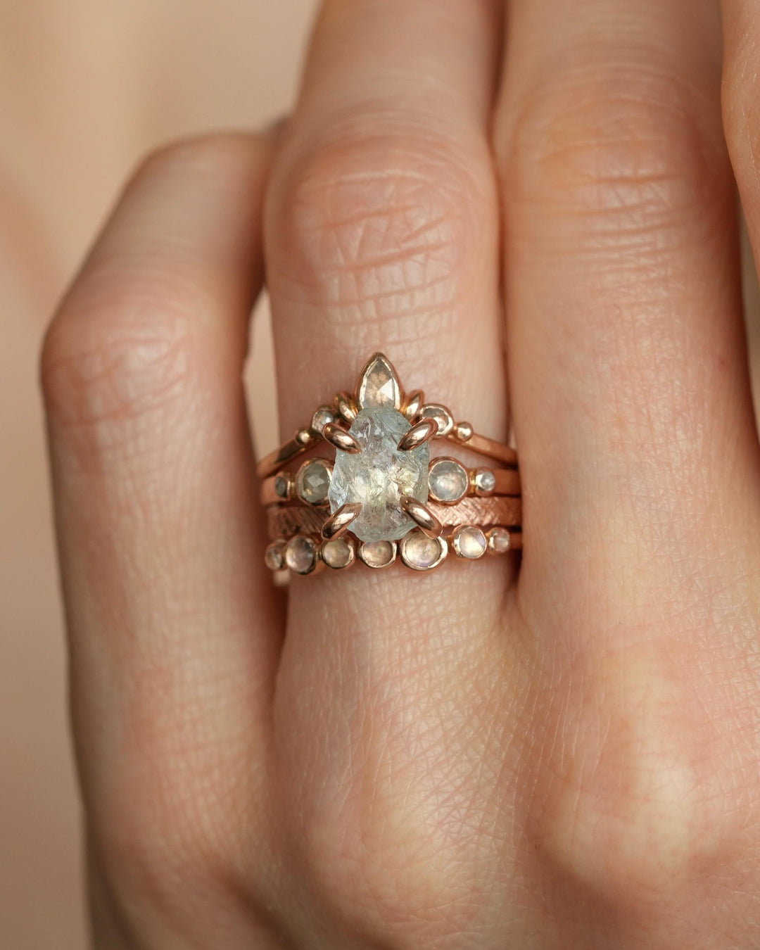 Pear Diamond Wave Wedding Band