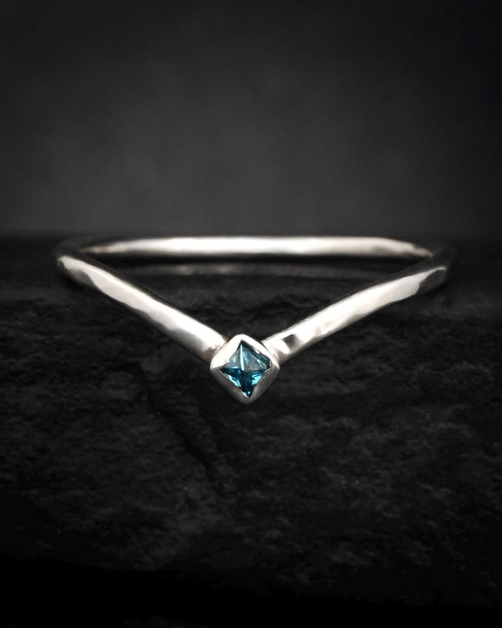Blue Square Diamond Chevron Ring