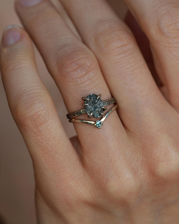 Blue Square Diamond Chevron Ring