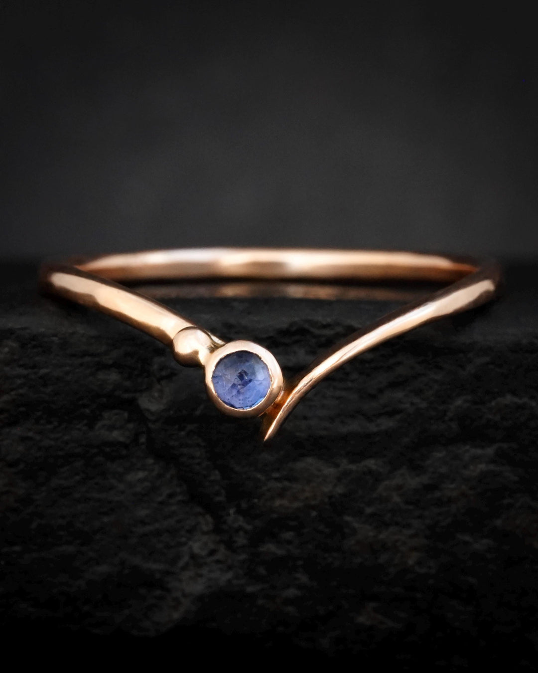 Asymmetrical Blue Sapphire Wave Ring