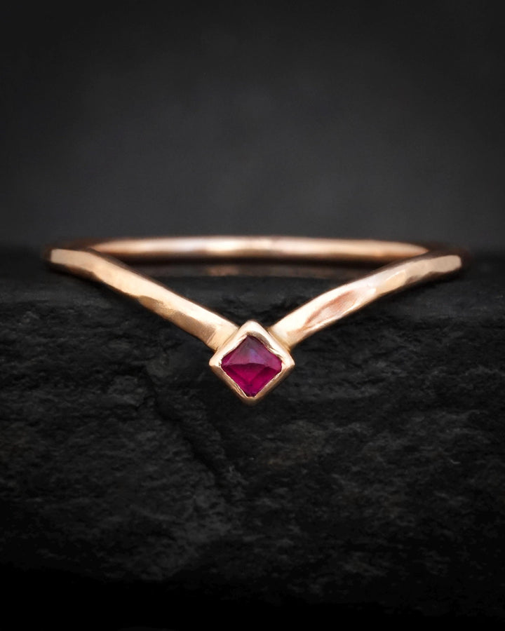 Natural Square Ruby Wave Ring