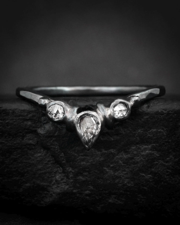 Salt and Pepper Diamond Wave Ring
