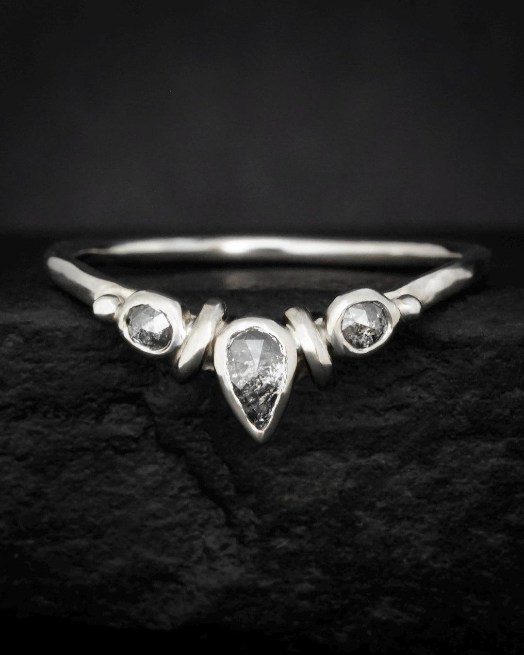 Salt and Pepper Diamond Wave Ring