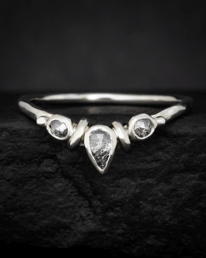 Salt and Pepper Diamond Wave Ring