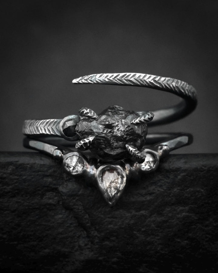 Salt and Pepper Diamond Wave Ring