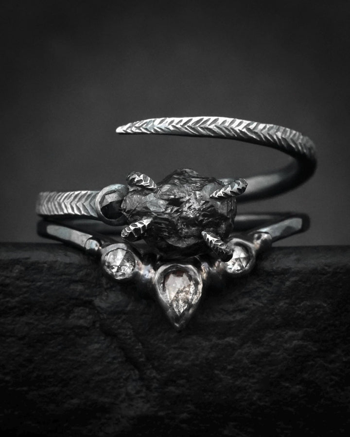 Salt and Pepper Diamond Wave Ring