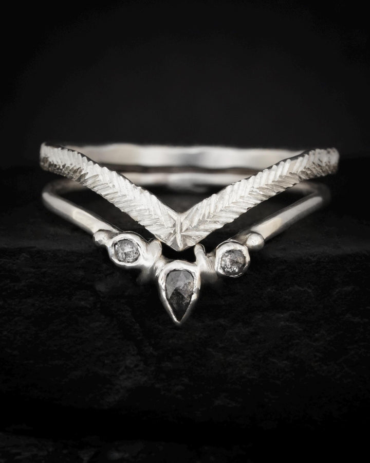 Salt and Pepper Diamond Wave Ring