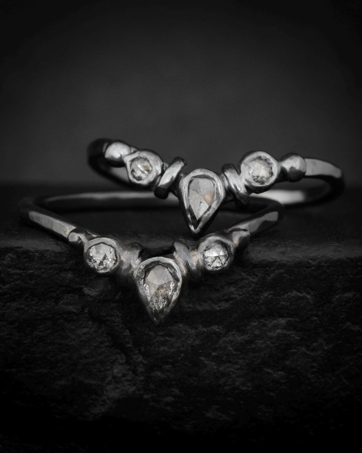 Salt and Pepper Diamond Wave Ring