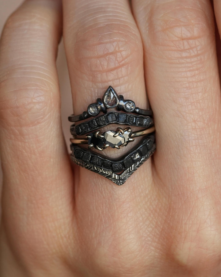 Salt and Pepper Diamond Wave Ring