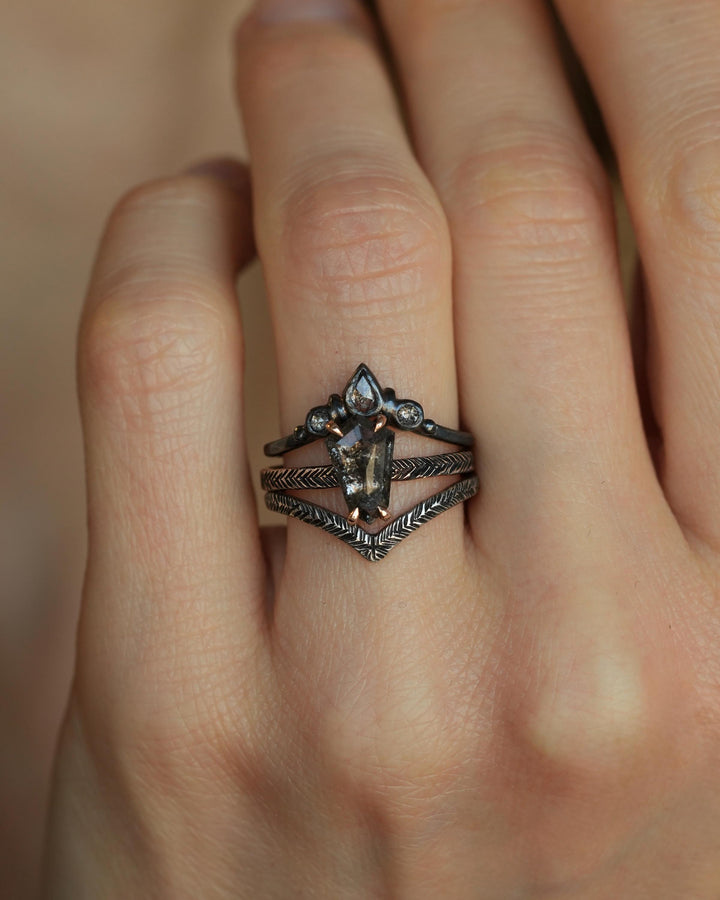 Salt and Pepper Diamond Wave Ring